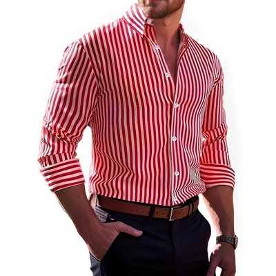 Brycen - Camisa rayada de manga larga elegante para hombres