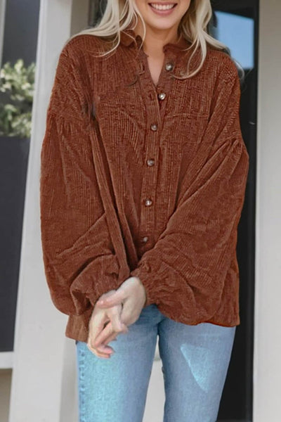 Mai - Blusa de pana con mangas abullonadas moda femenina
