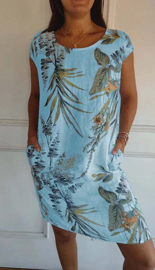 Britt – Vestido con estampado y cuello redondo