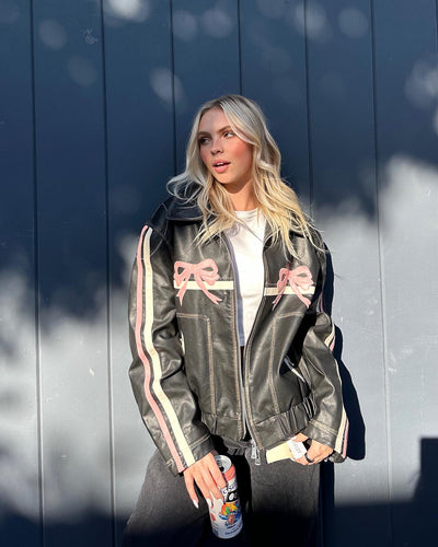 Halle - Chaqueta de piel elegante con lazo