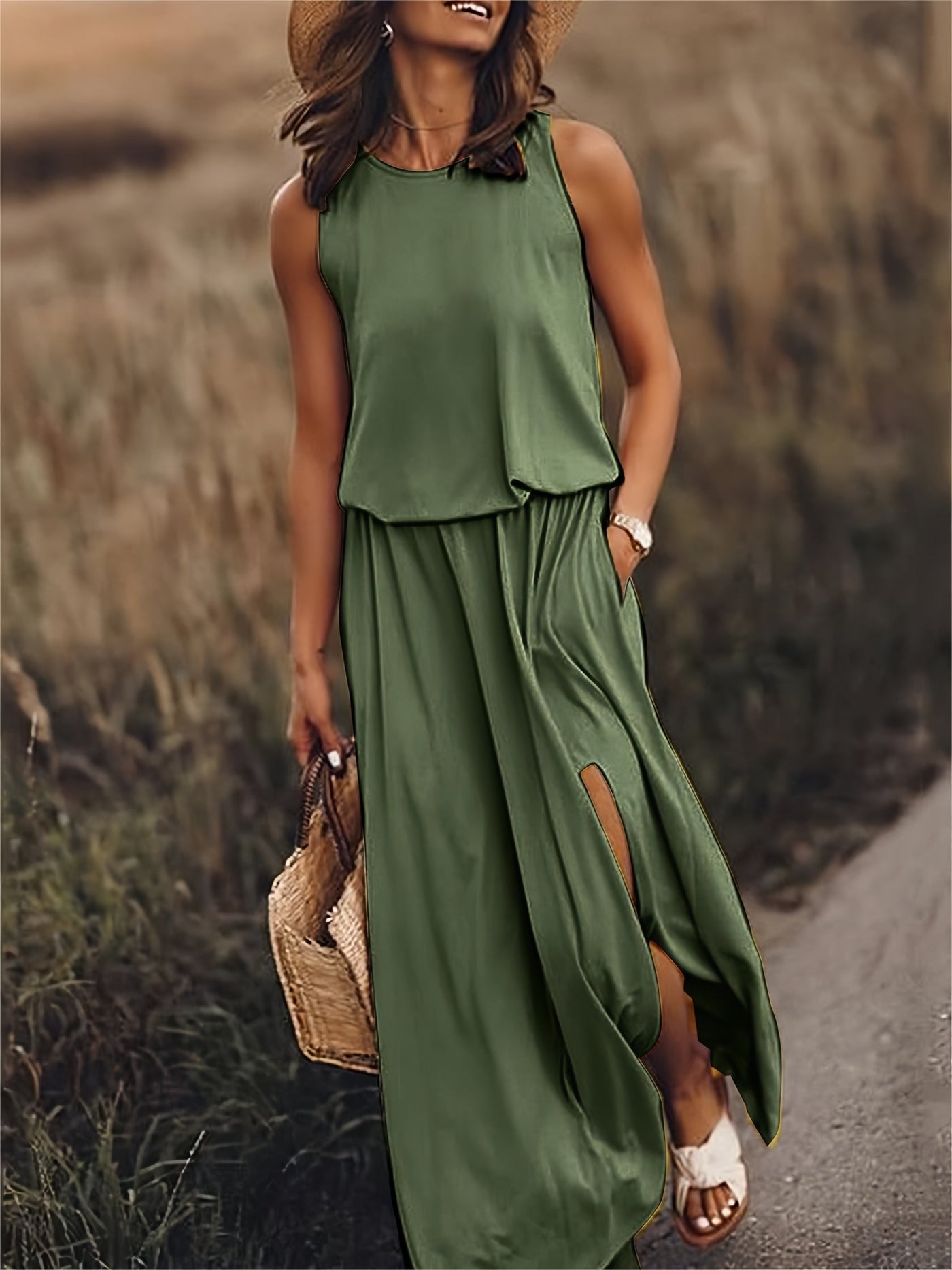 Edna - Maxivestido boho de modal con estilo elegante