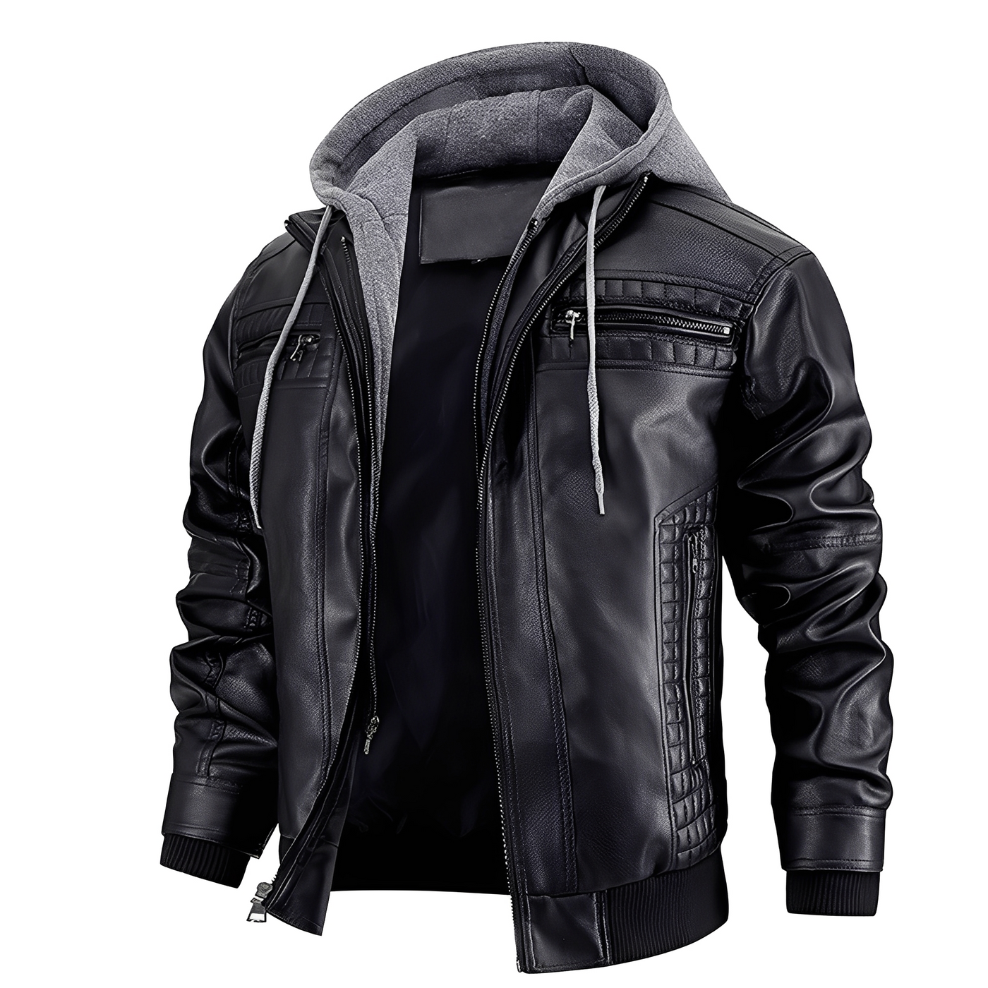 Everard - Clásica chaqueta de motocicleta con capucha para hombres