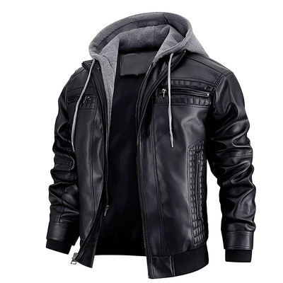 Everard - Clásica chaqueta de motocicleta con capucha para hombres