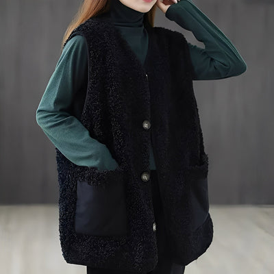 Emerie - Chaleco grueso y casual con bolsillos para mujeres
