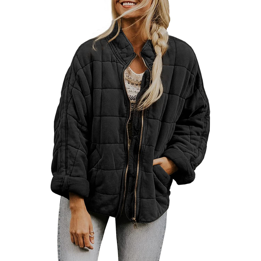 Reilly - Chaqueta cálida y holgada con bolsillos para mujer