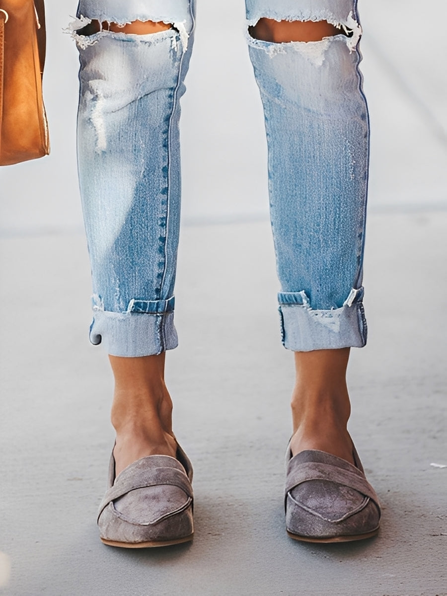 Christal - Elegantes mocasines de gamuza con punta para mujeres