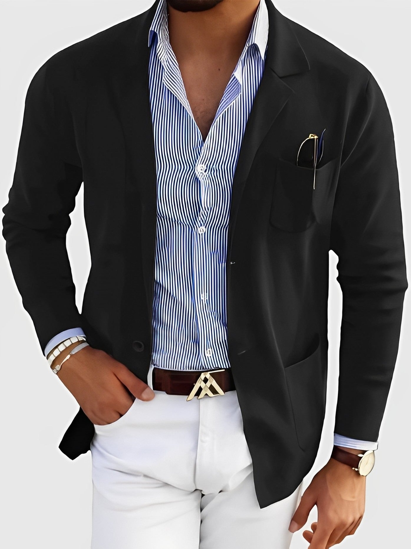 Darrin - Chaqueta de punto casual con bolsillos para hombres