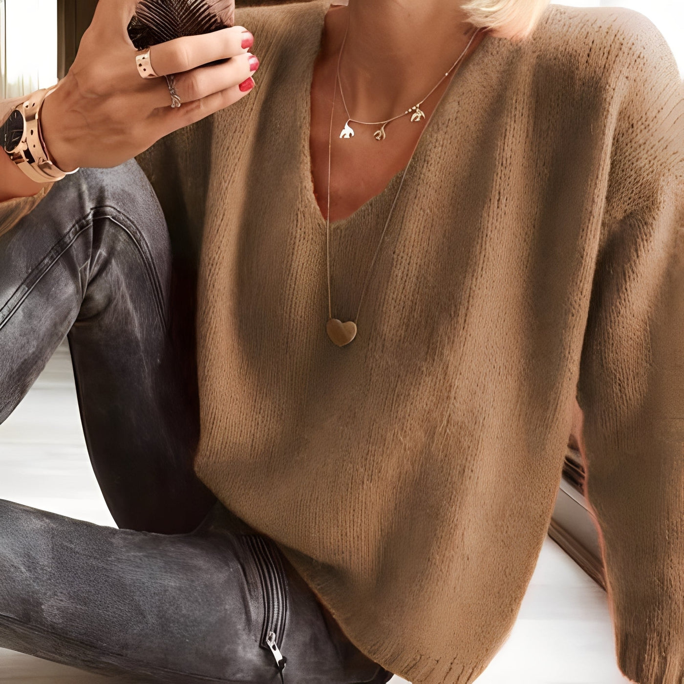 Dorris - Suéter casual y sencillo con mangas largas para mujeres