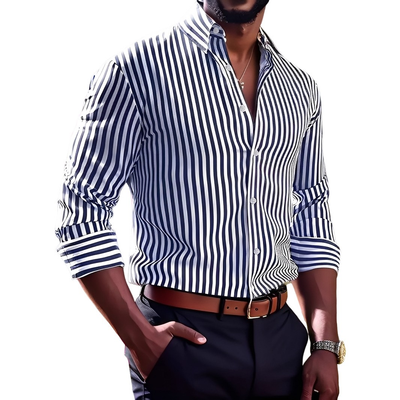 Brycen - Camisa rayada de manga larga elegante para hombres