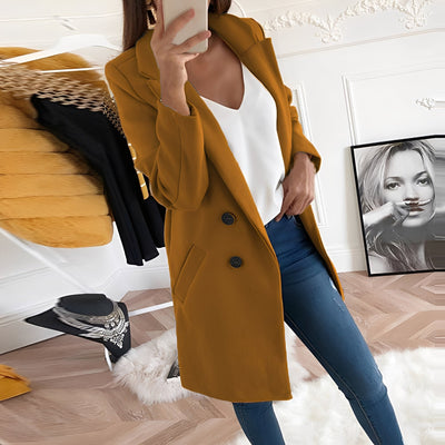 Chantal - Elegante largo abrigo de lana para mujeres