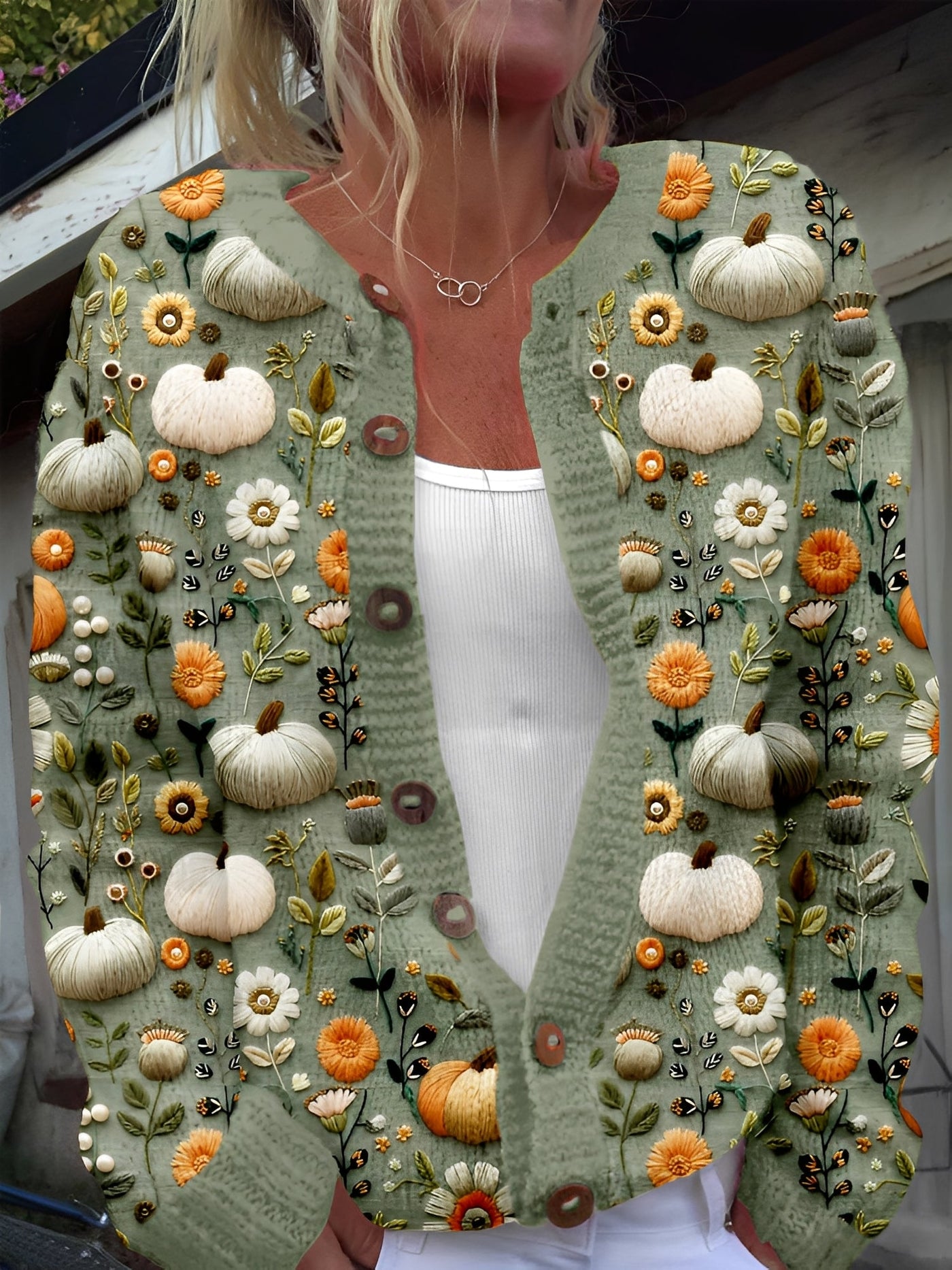 Kandace - Elegante Chaqueta de Punto con Estampado Floral para Mujer