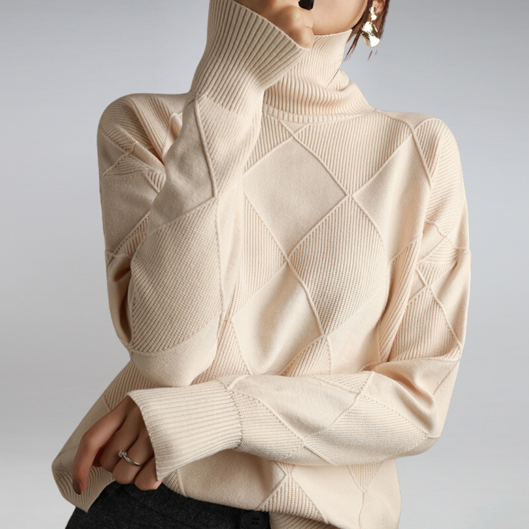 Ashlie - Cómodo, cálido jersey de cuello alto para mujeres