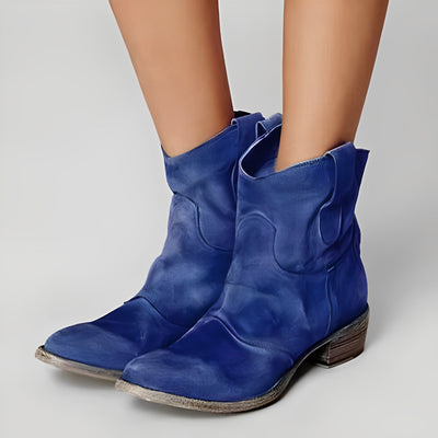 Adaline - Botas vaqueras retro con tacón bajo para mujer