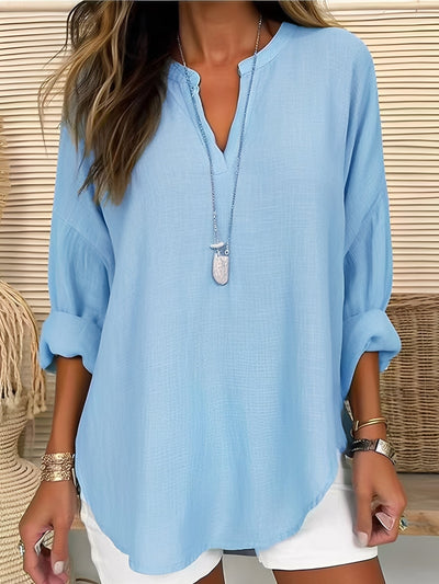 Colleen - Blusa de lino casual y suelta para mujer