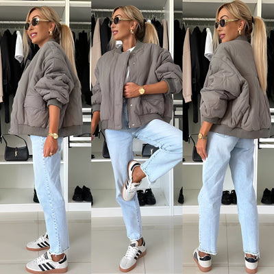 Carmen - Chaqueta bomber corta con bolsillos laterales para mujer