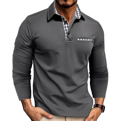 Rupert - Camisa Polo de Manga Larga Casual para Hombres