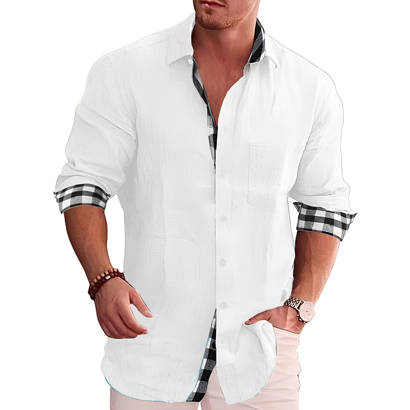 Ronald - Camisa de Cuadros Informal para Hombres