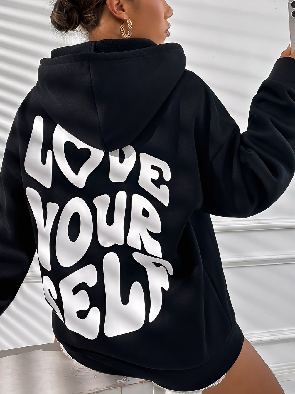 Rebeccah - Impreso, holgado hoodie para mujeres