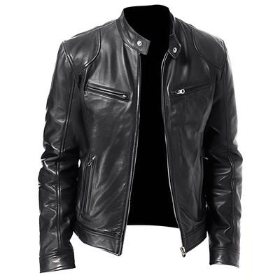 Jaron - Chaqueta de cuero PU casual para hombres