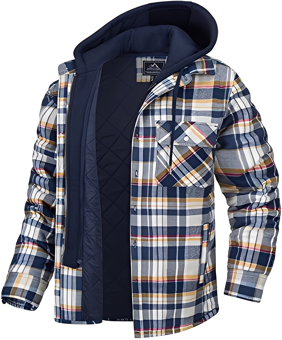 Cole - Chaqueta gruesa de cuadros casual para hombres