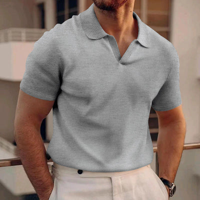 David - Camiseta Polo Simple de Waffle para Hombres
