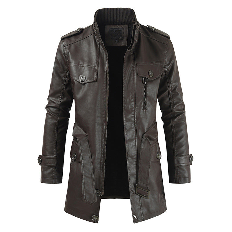 Howard - Abrigo de Cuero Retro para Hombres