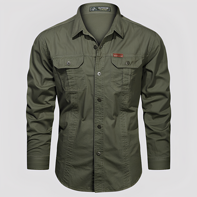 Ranulph - Camisa Cargo de Manga Larga Casual para Hombres
