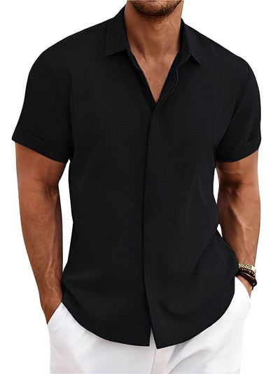 Caelum - Camisa casual sencilla de manga corta para hombres