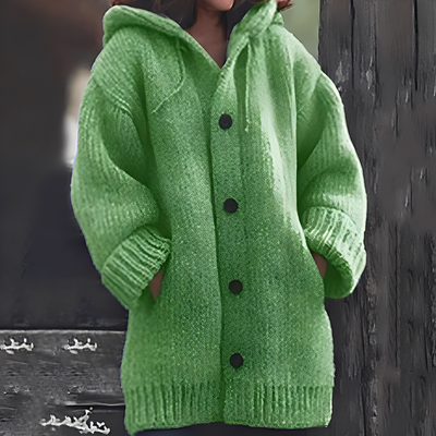 Jaqueline - Cómoda chaqueta de punto con capucha para mujeres