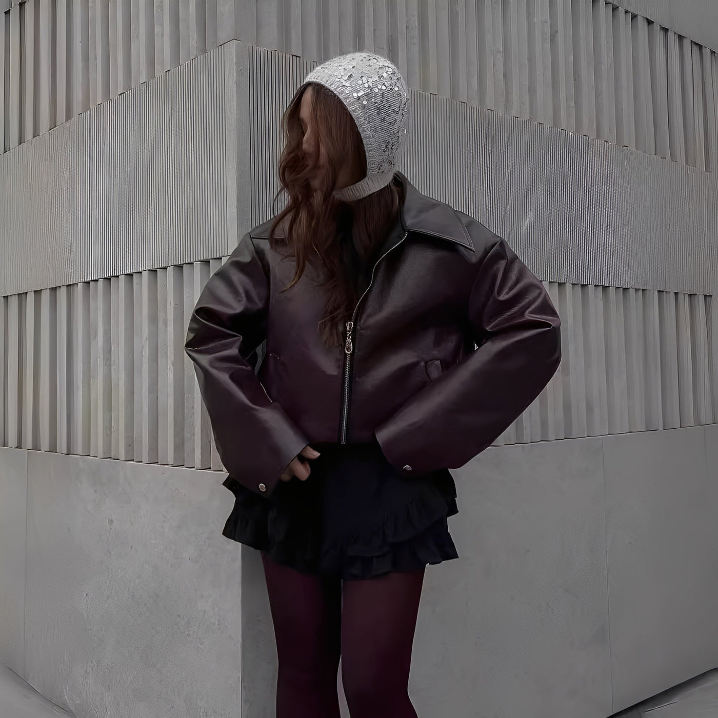 Lesley - Chaqueta de cuero con cremallera para mujeres