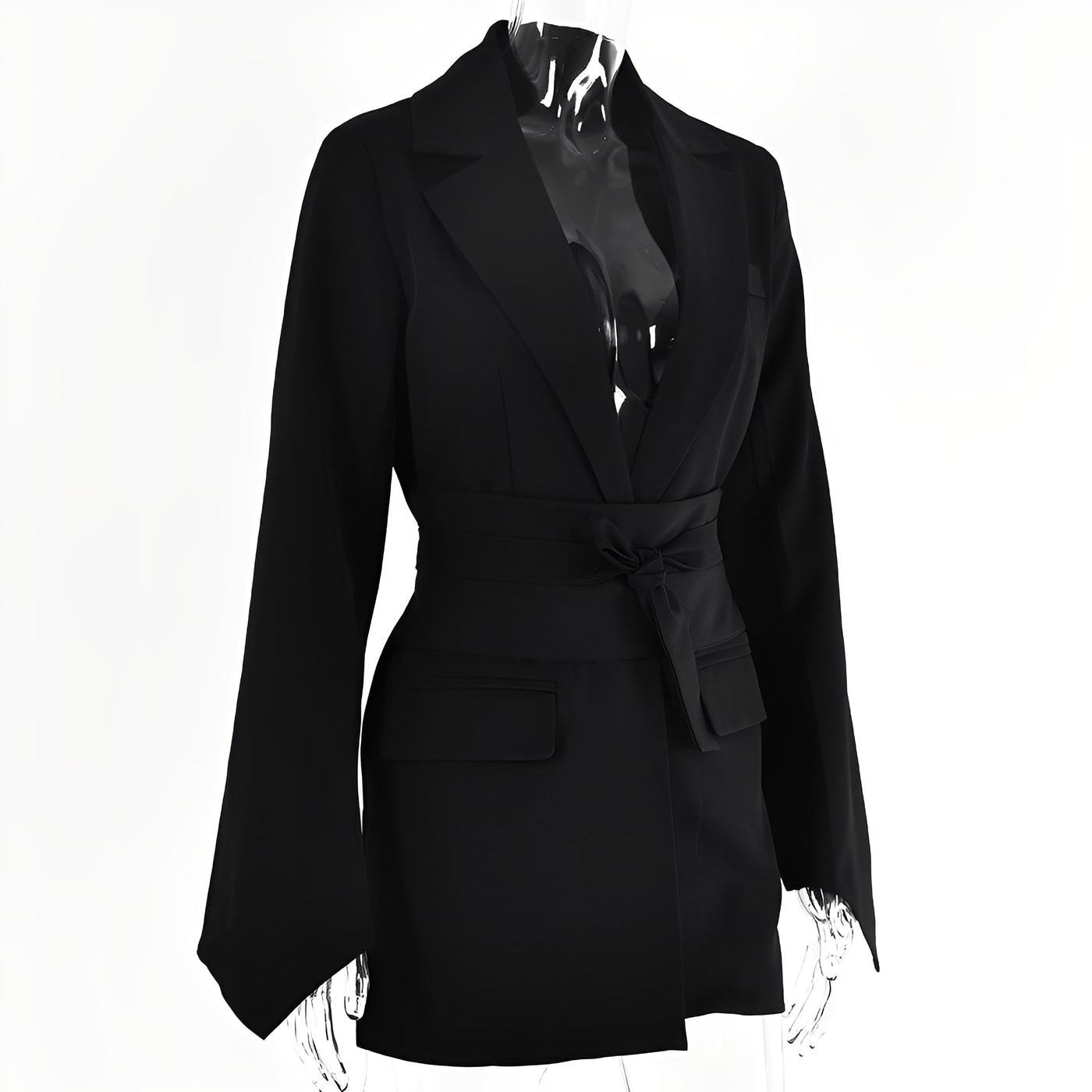 Malvina - Casula Blazer de traje con cinturón para mujeres