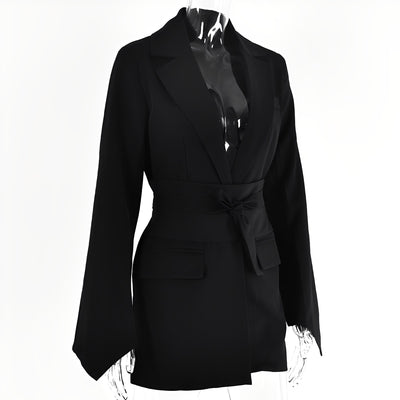 Malvina - Casula Blazer de traje con cinturón para mujeres