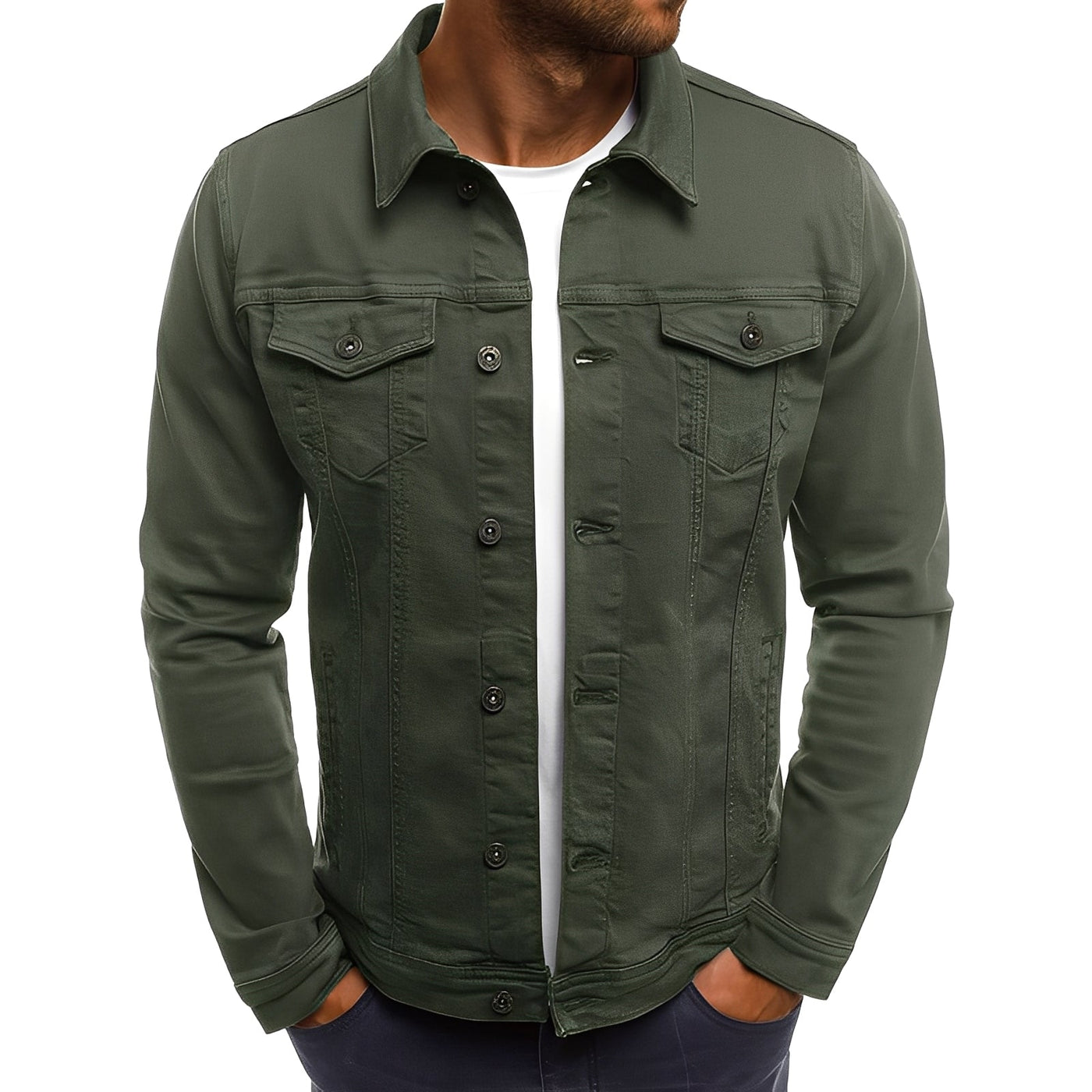 Steven - Estilosa Chaqueta de Jeans con Bolsillos para Hombres