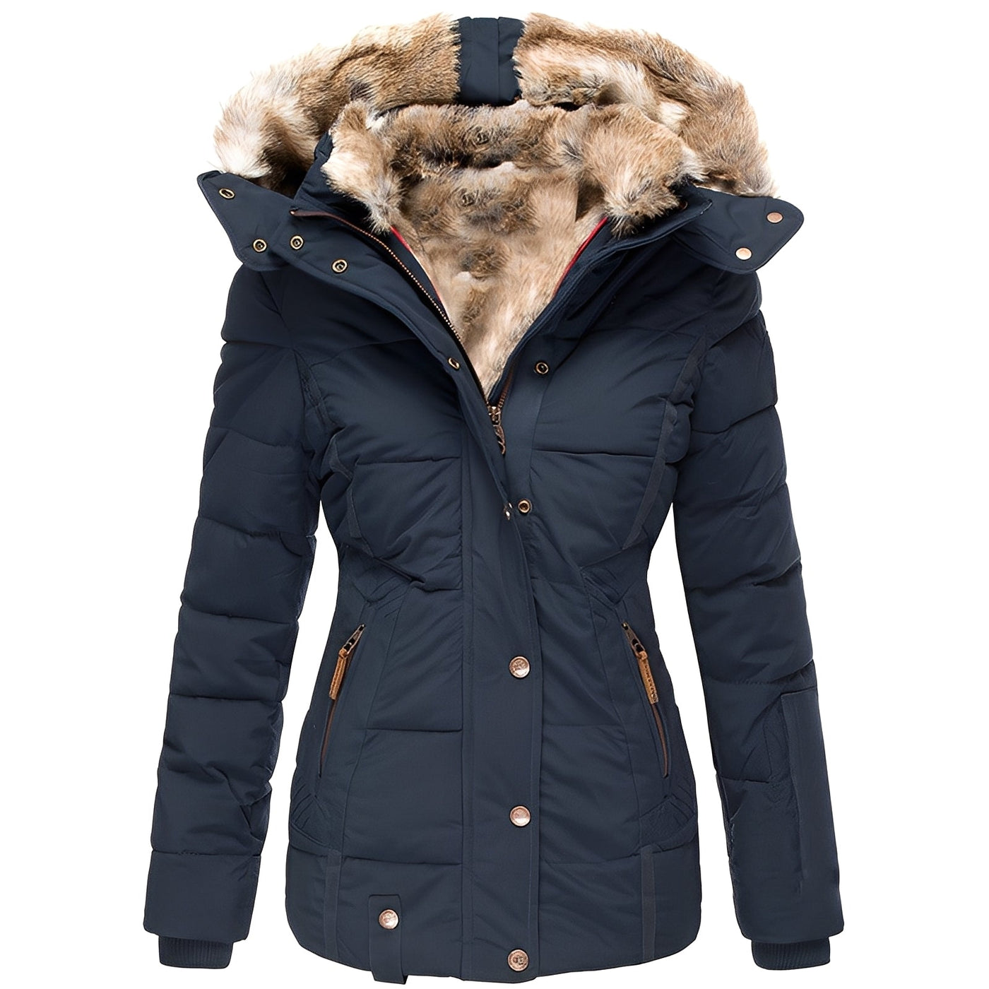 Odelia - Estilosa chaqueta delgada con cuello de pelo para mujeres