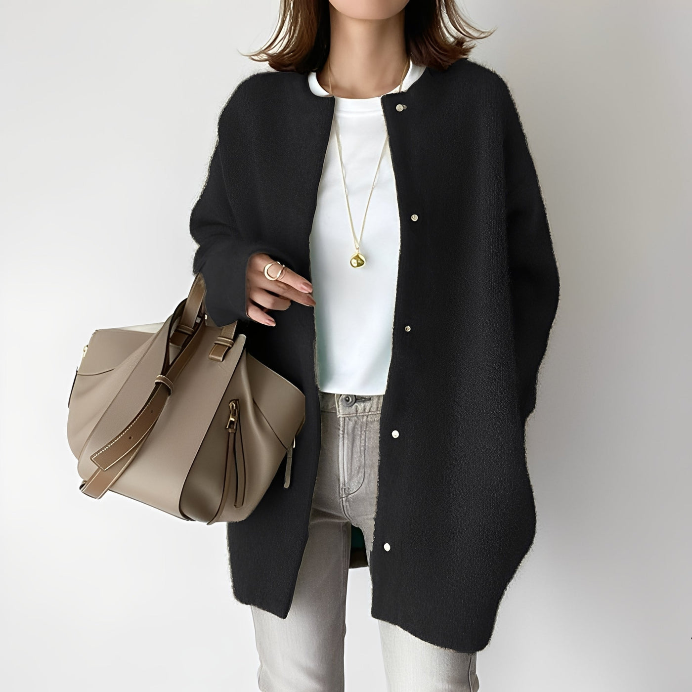 Michele - Abrigo de Invierno Suelto con Botones para Mujeres