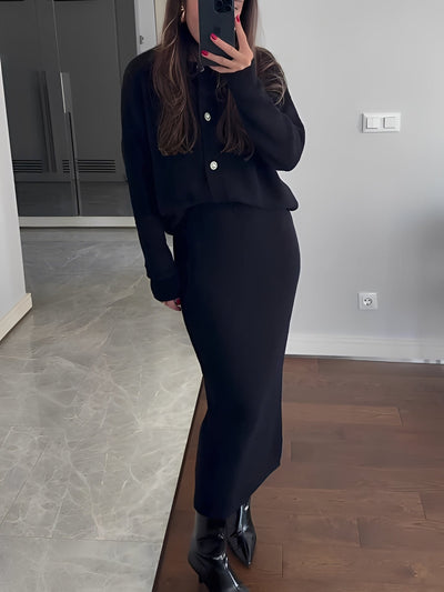 Cecilia - Elegante conjunto de cárdigan y falda para mujeres