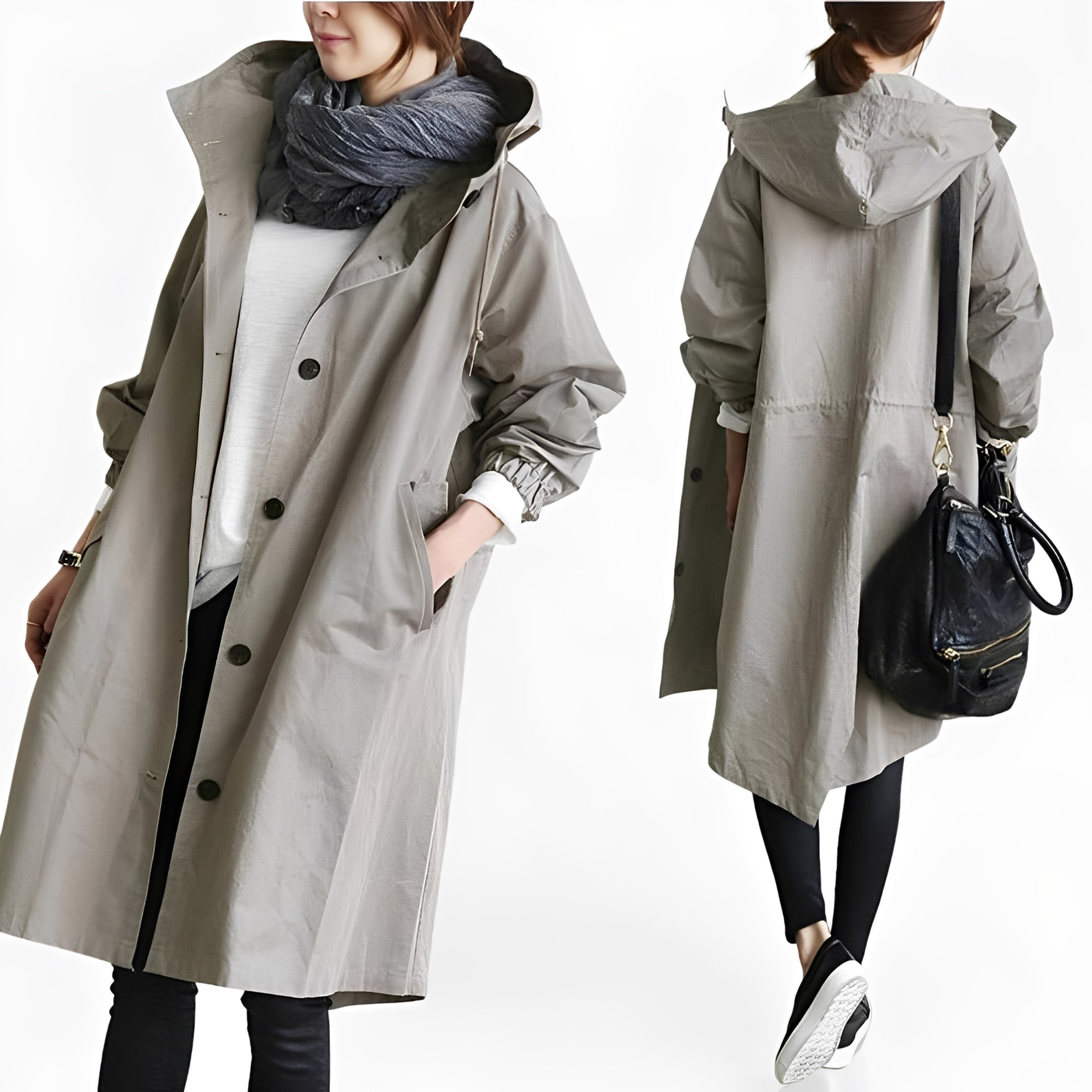 Giselle - Impermeable Chaqueta de Lluvia con Capucha para Mujer