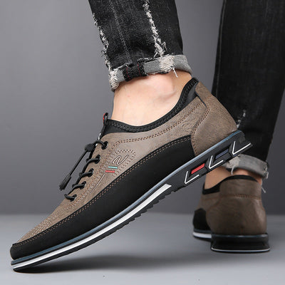 Aaron - Zapatillas de cuero antideslizantes casuales para hombres