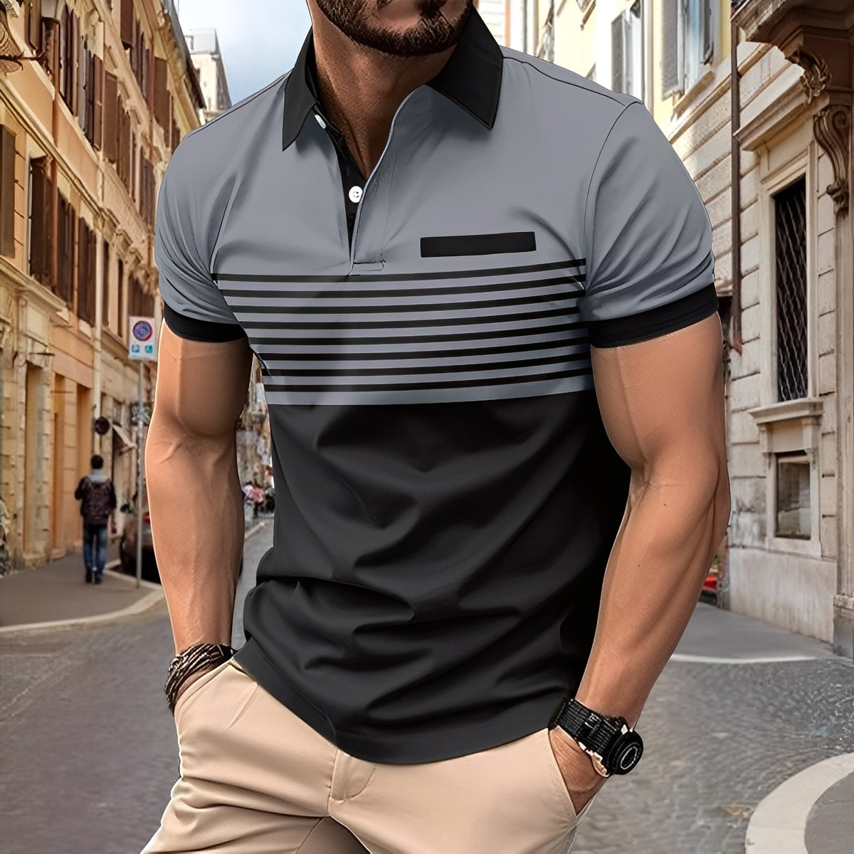 Rayden - Elegante camisa polo rayada para hombres