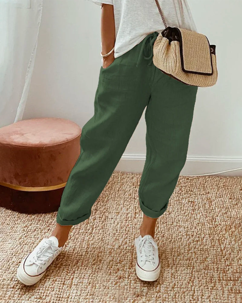 Luxara - pantalones aireados de mujer con cinturilla elástica de verano