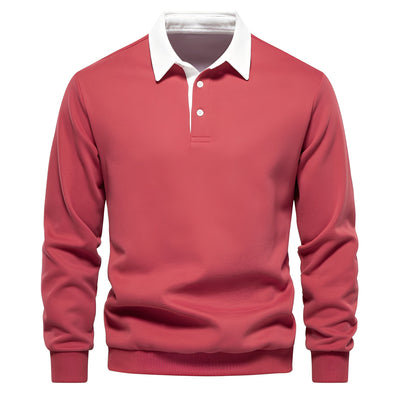 Shelton - Camisa Polo de Manga Larga Casual para Hombres