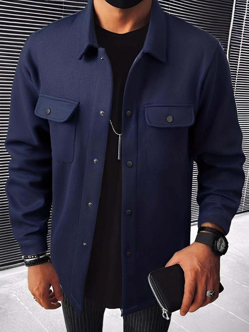 Francis - Chaqueta casual de cuadros con bolsillos para hombres