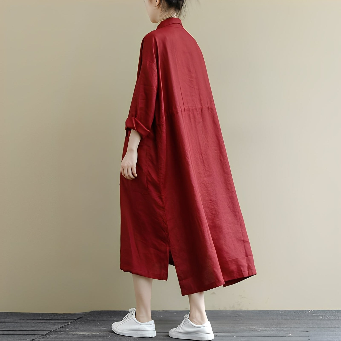 Chelsie - Maxivestido oversized con botones para mujer