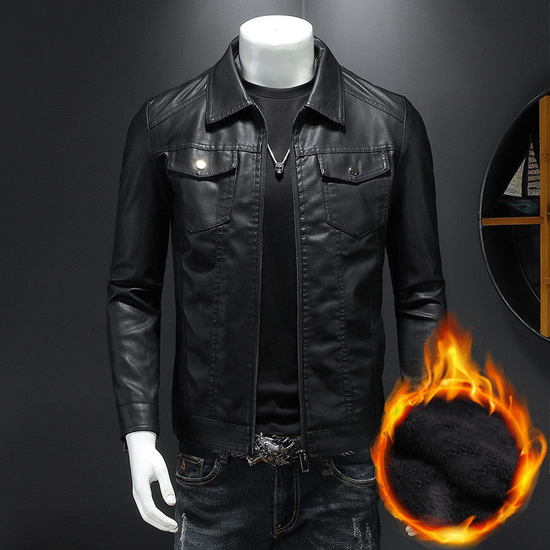 Nelson - Chaqueta de cuero biker casual para hombres