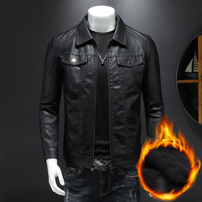 Nelson - Chaqueta de cuero biker casual para hombres