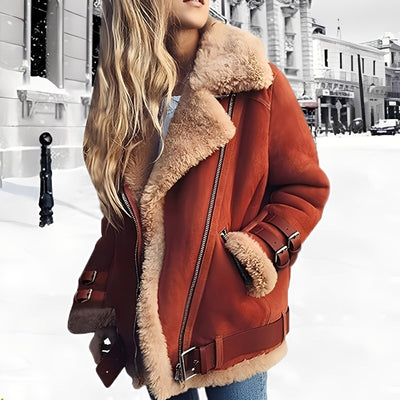 Cassandra - Gruesa Chaqueta de Lana y Gamuza para Mujeres