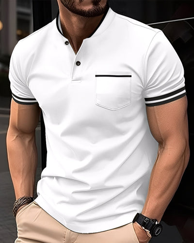 Wilford - Elegante camiseta polo de algodón con bolsillo para hombres