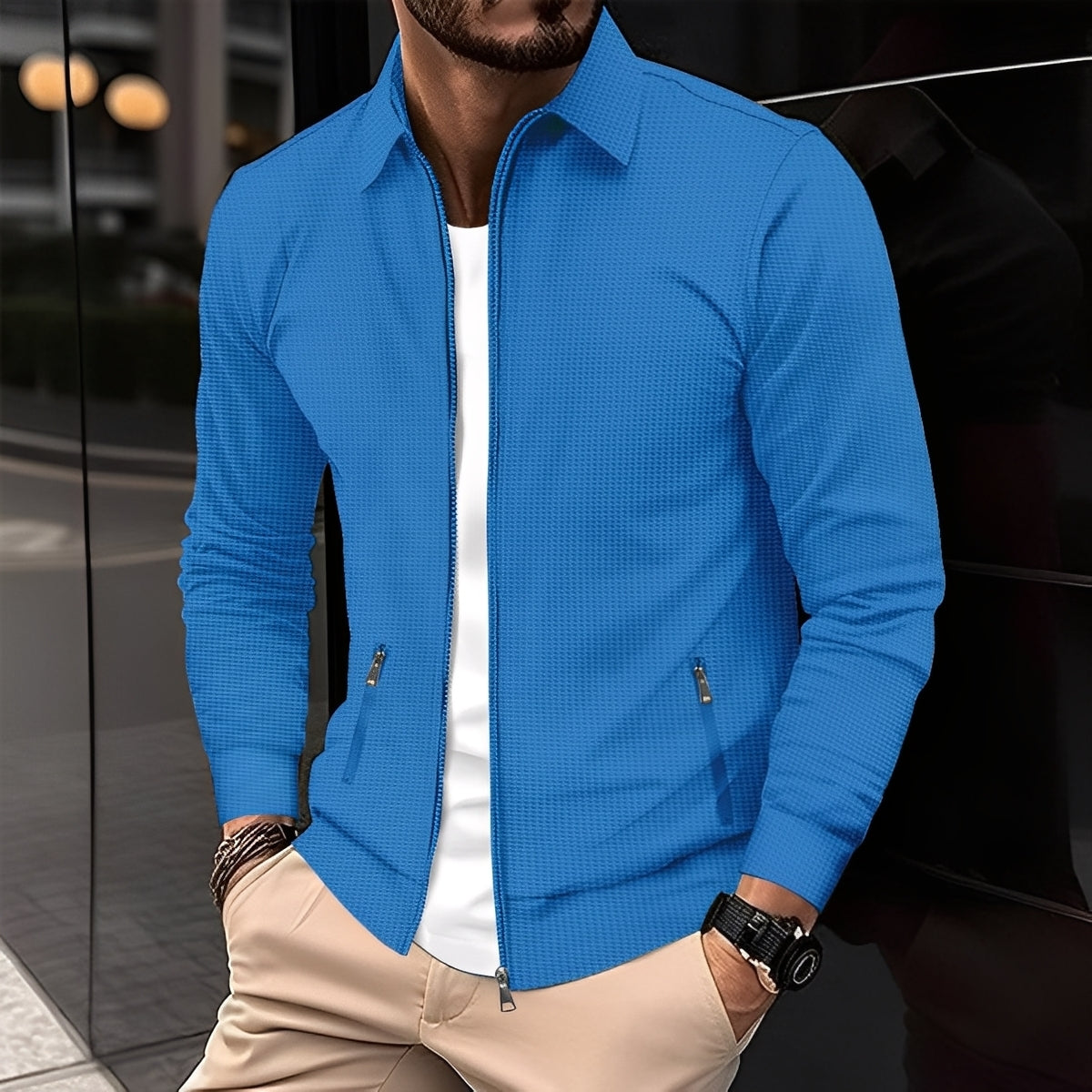 Anthony - Chaqueta moderna con bolsillos con cremallera para hombres