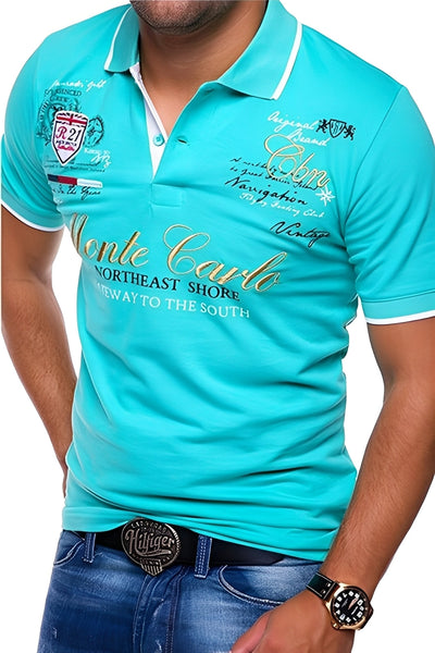 Brent - Camiseta polo casual con imagen para hombres