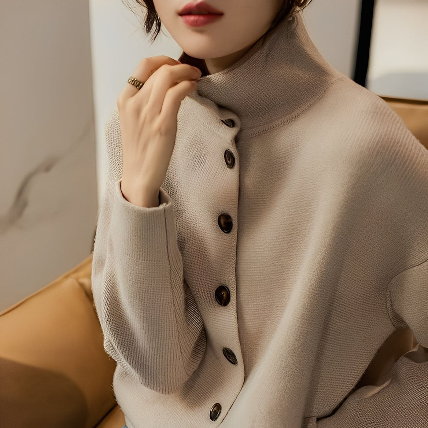 Evelynn - Elegante suéter de punto con cuello alto para mujeres